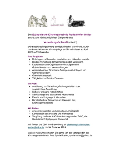 Verwaltungsfachkraft gesucht!